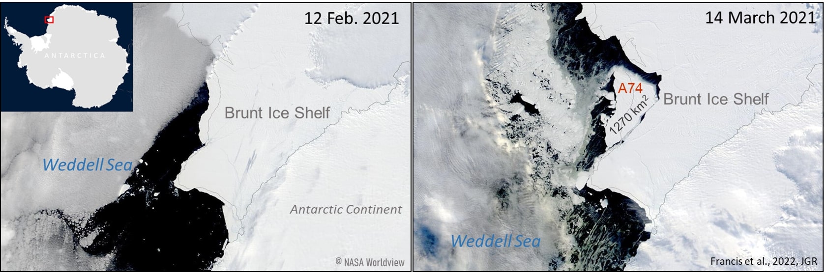 Atmospheric Triggers of the Brunt Ice Shelf Calving in February 2021