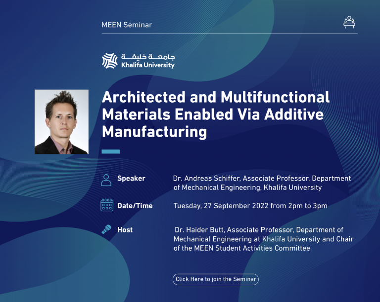 MEEN Seminar: Architected and Multifunctional Materials Enabled Via Additive Manufacturing