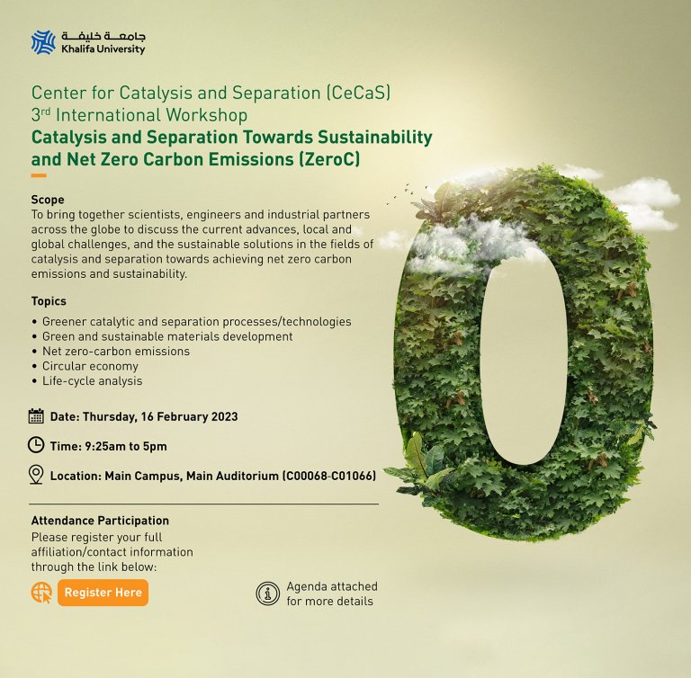 3rd CeCaS International Workshop: Catalysis and Separation Towards Sustainability and Net Zero Carbon Emissions (ZeroC)