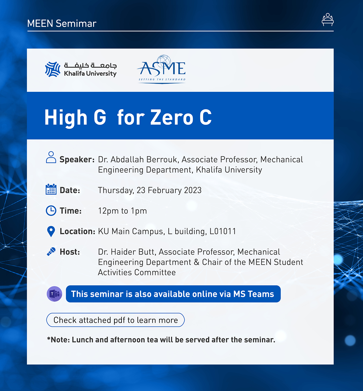 MEEN Seminar: High G for Zero C